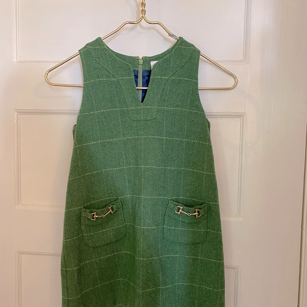 Adorable kids green Tweed crewcuts dress